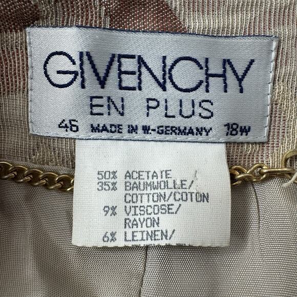 Vintage Givenchy En Plus Jacket Womens 18W Floral Jacquard Gold Button Linen - Picture 6 of 12